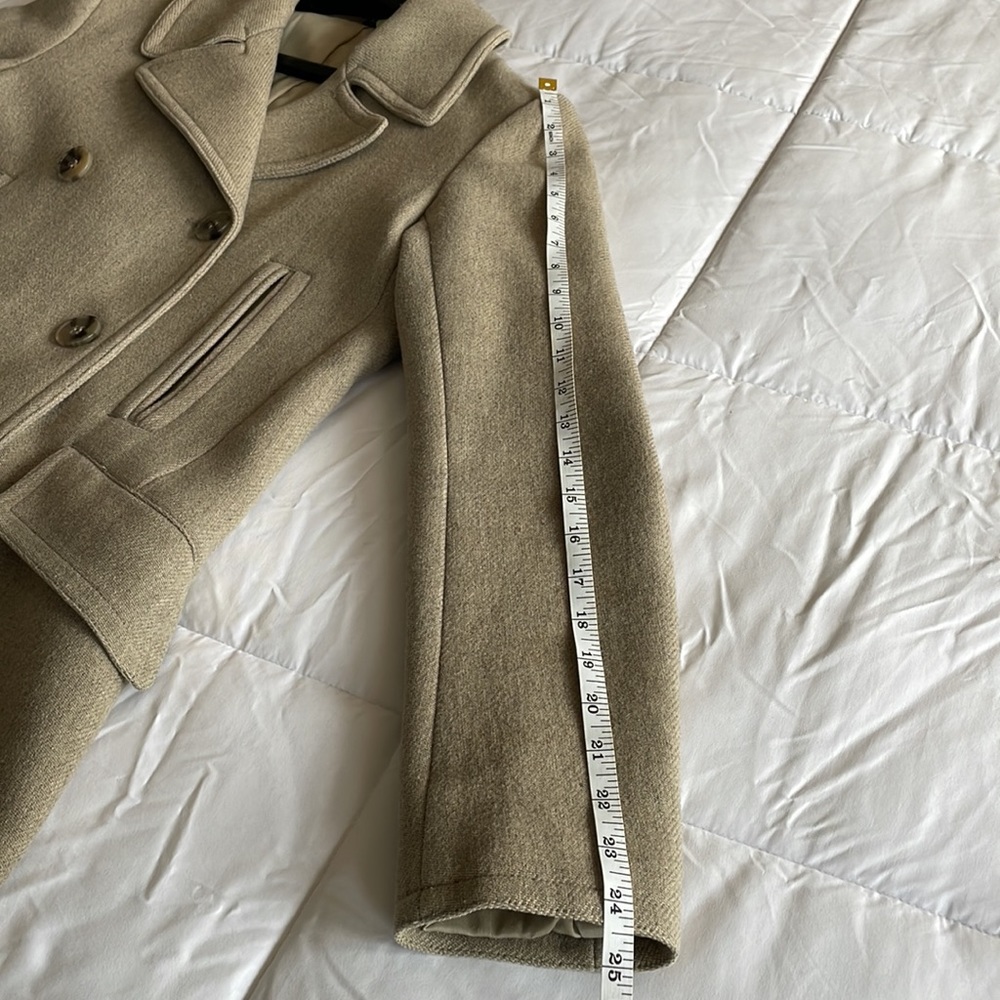 Theory Women's Light Gray Wool Blend Double-Breasted Pea Coat - Picture 9 of 15